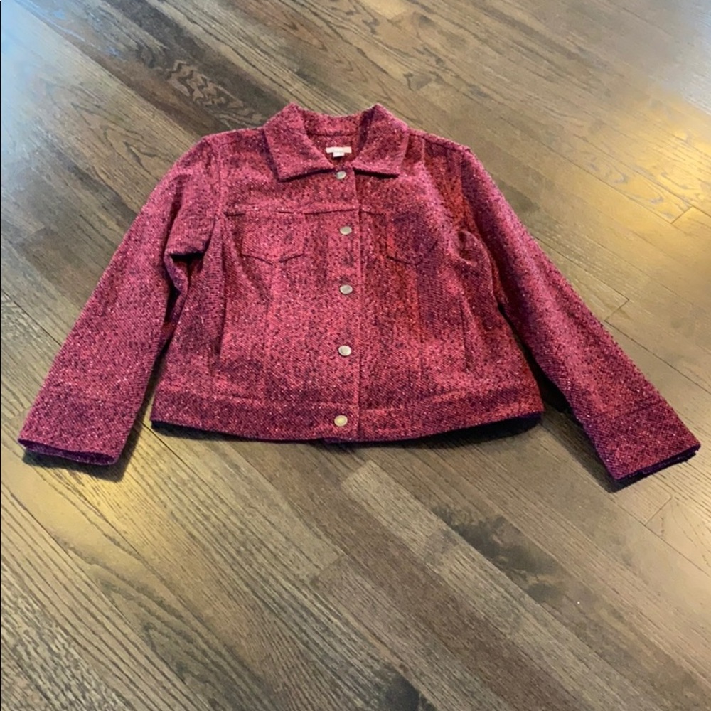 J. Jill Red and Black Jacket M Medium EUC